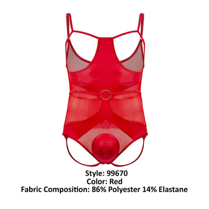 CandyMan 99670 Harness Bodysuit Color Red
