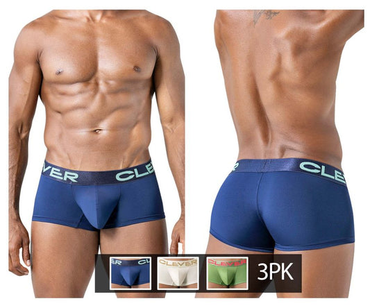 Clever 229953 3PK Australian Latin Trunks Color Beige-Blue-Green