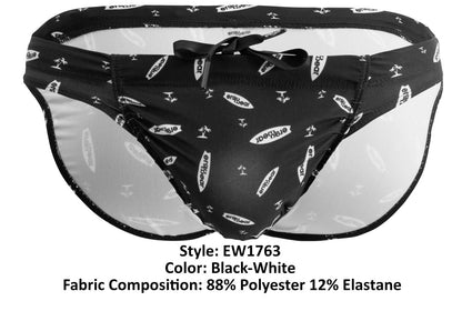 ErgoWear EW1763 FEEL SW Swim Briefs Color Black-White