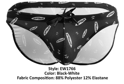 ErgoWear EW1766 X4D SW Swim Briefs Color Black-White