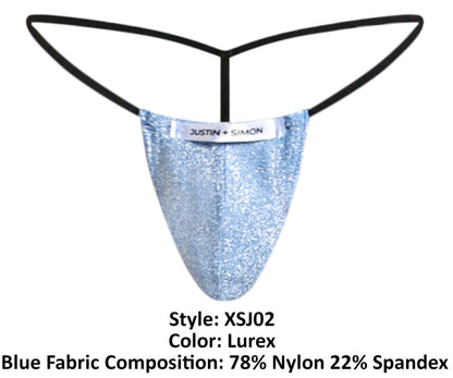 JUSTIN+SIMON XSJ02 Classic G-String Color Lurex Blue